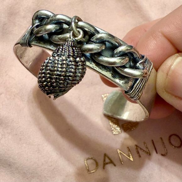 Dannijo Shylo Seashell Charm Silver Tone Cuff Bracelet - Picture 6 of 8